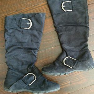 Maurice's Black Faux Suede Boots 8.5